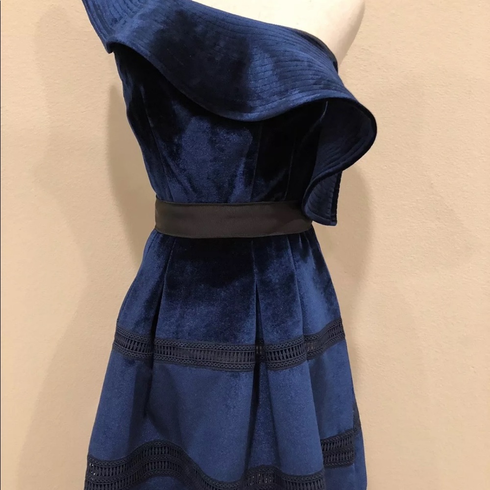 Self portrait off the shoulder velvet midi dress